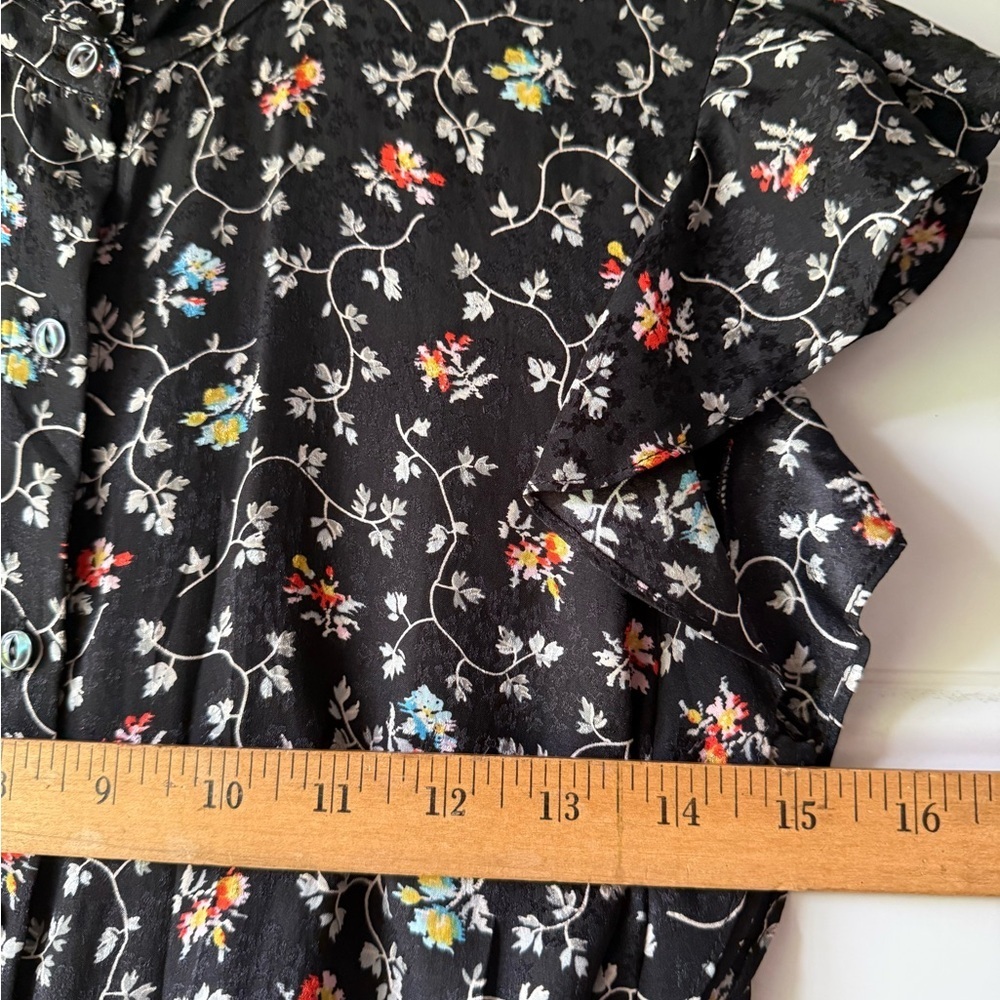 Rebecca Taylor 100% Silk Black Floral Vine Print Cropped Wide Leg Jumpsuit - Picture 11 of 15
